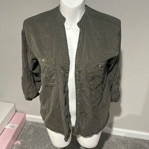 Zara army green button down size small